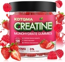 Kreatiinmonohüdraat Kummid meestele ja naistele 120 CT - 5600mg kreatiini monohüdraati ühe serveerimise kohta, näritav kreatiini monohüdraat lihaste toetamiseks ja energia suurendamiseks, suhkruvaba, vegan (maasikas maitse)