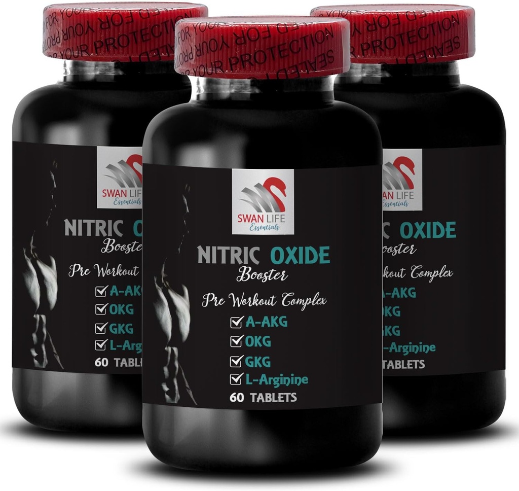 Harjutus täiendada - NITRIC OXIDE BOOSTER - lämmastikoksiidi toidulisandeid meestele, lämmastikoksiidi korduva täiendada, vastupidavus täiendada, vastupidavust korduva, treeningu toetust, fitness energia 3 Pudel 180 Tabs