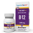 Superior Allikas No Shot Metüülkobalamiin B-12 1000 mcg - Vitamiin B-12, et toetada energia tootmist, aju tervist ja üldist heaolu - Kiire imendumise sublingvaalsed tabletid - 60 lahustuvat tabletti