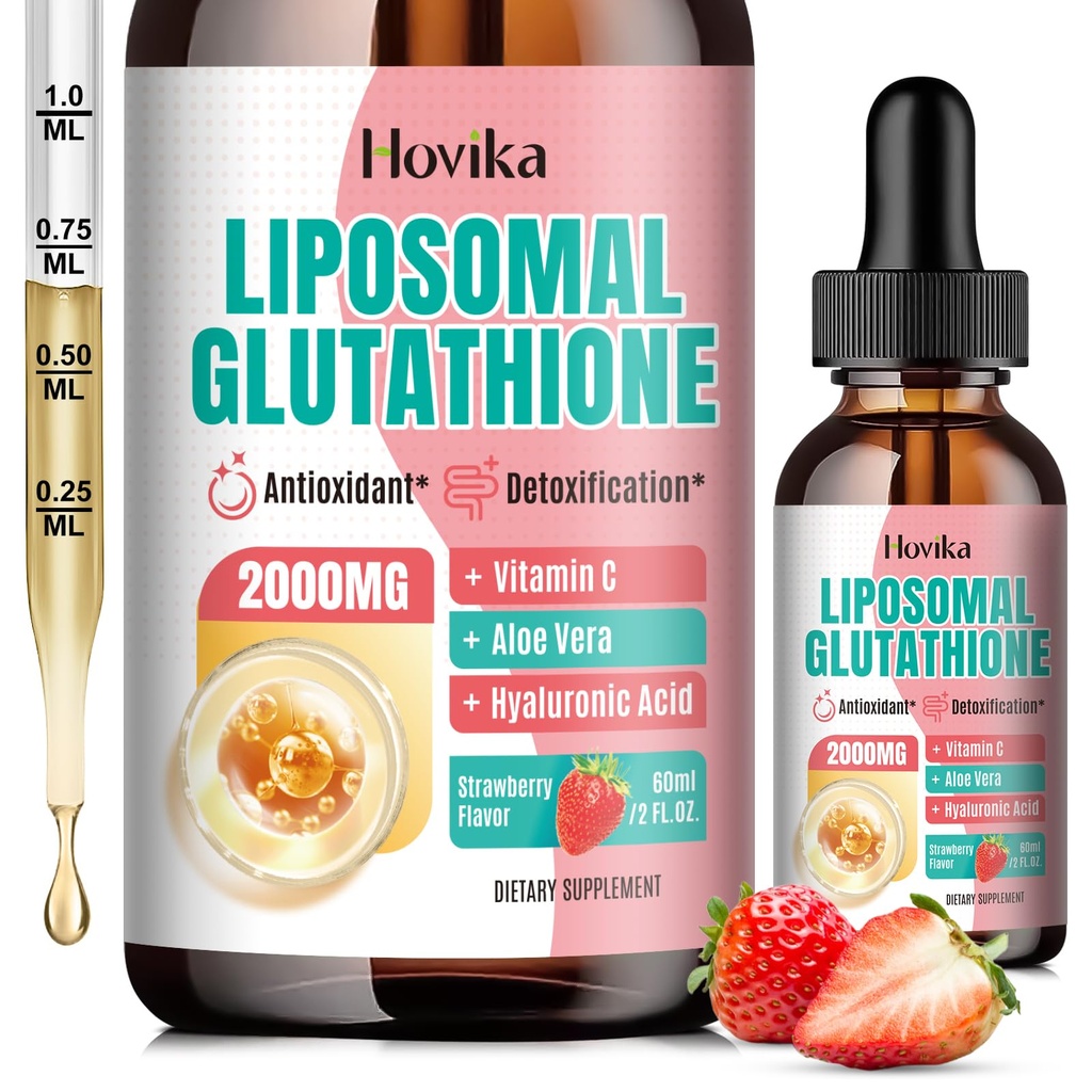 Liposomaalne glutatiooni lisa 2000mg, vedel glutatioon tilgad C-vitamiiniga, immuunsüsteemi antioksüdandid, vananemine, naha tervis, maksa detox-Superior imendumine, maasika 2 Fl Oz