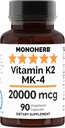 MONOHERB vitamiin K2 menatetrenoonina MK-4 20000 mcg kapsli kohta - 90 Veg kapslit