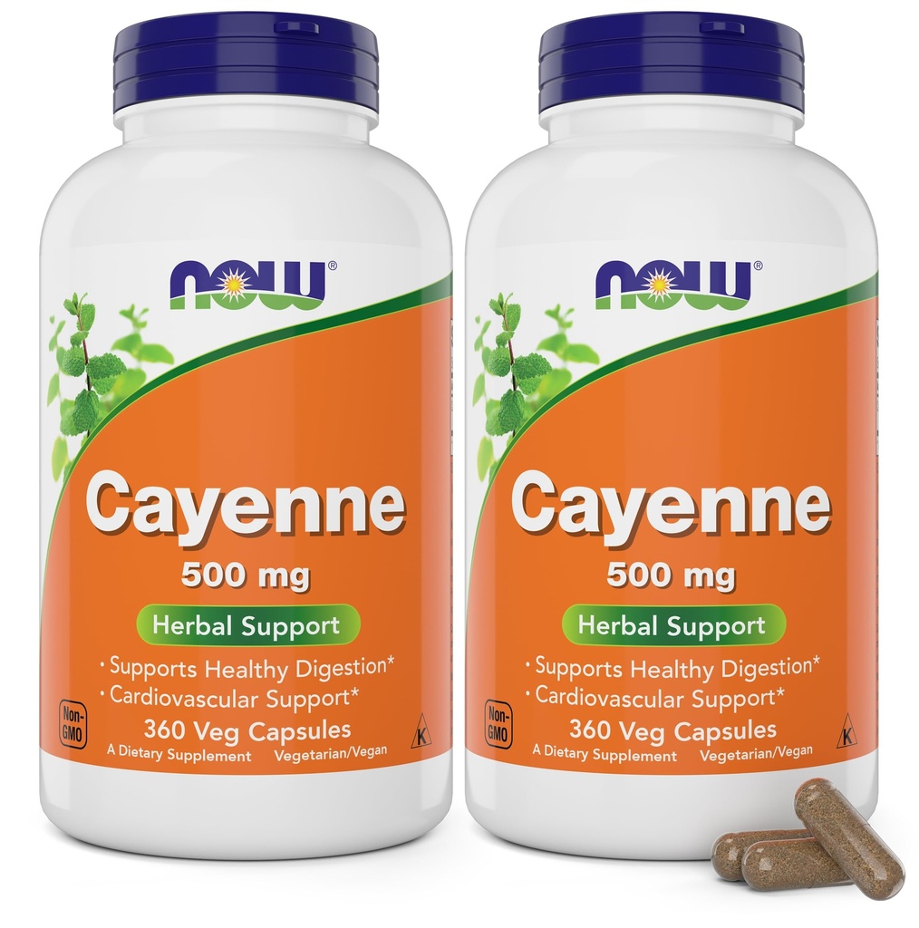 Nüüd Cayenne (Capsicum annuum) 500 mg, 360 Veg kapslid (Pakk 2)