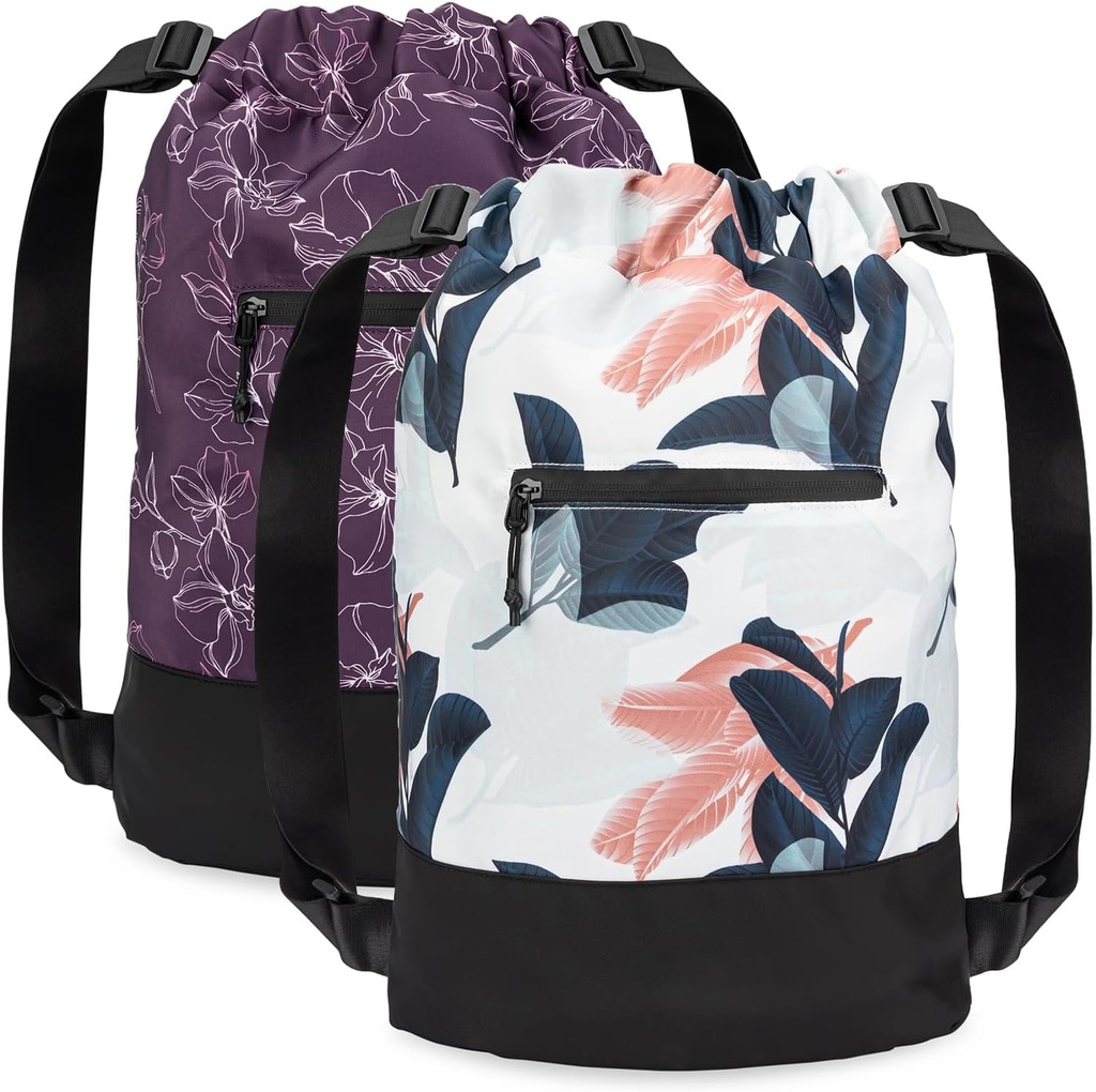 [2-Pack] Flex Cinch Drawstring Gym Bag graafilise disainiga naistele | Vastupidav kerge jõusaali Cinch Bags | Suurepärane jõusaalikott, reisimine ja üleöö