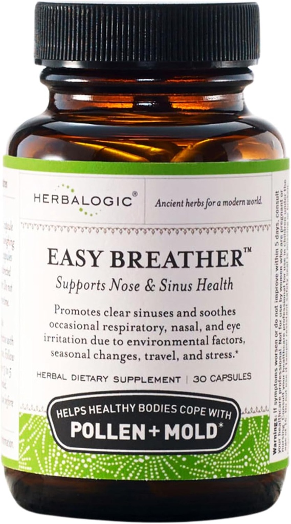 Herbalogic - Easy Breather Herb kapslid - toetab nina ja siinuse tervist - aitab tervislikel kehadel õietolmu ja hallitusega toime tulla - põhineb traditsioonilisel hiina valemil Yu Ping Fang San - 30 Cap Count