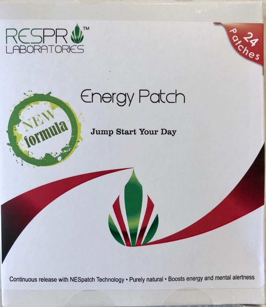 Respro Labs New Energy Patch B12, Natural Guarana ja Black Pepper, Pidev vabastamine - 24 Patches
