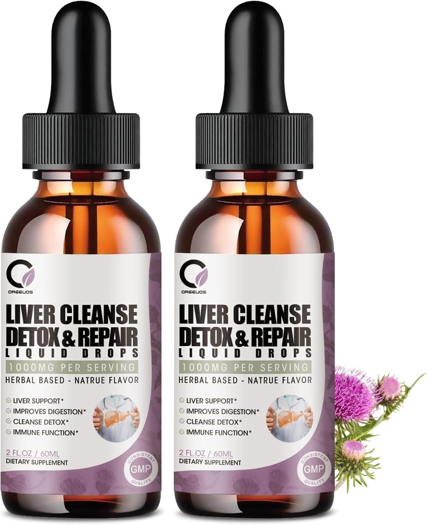 4 Fl Oz - Maksapuhastus Detox & Remont Vedeliktilgad - 1000mg Piimaohakaekstrakti tilgad Maksapuhastuse & Detox, Antioksüdant, Seedetrakti tugi