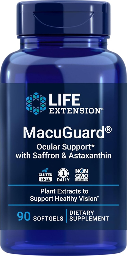 Life Extension MacuGuard Ocular Support 90 softgels with Saffron & Astaxanthin