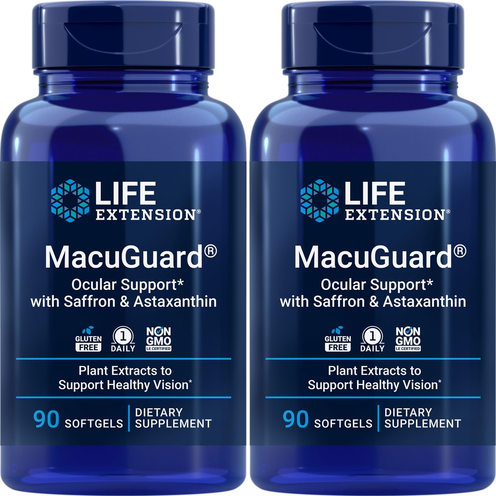 Life Extension MacuGuard Ocular Support 90 pehmegeelid Safran & Astaksanthin