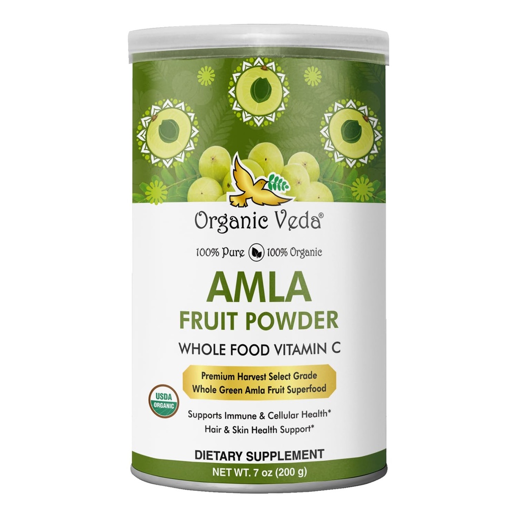 Orgaaniline Veda Amla Pulber Orgaaniline,7oz - India karusmarjapulber juustele - 100% puhas Amla Puuviljapulber rikas C-vitamiini, antioksüdantide, toetab immuunsüsteemi, seedetrakti ja naha tervist, mitte-GMO, vegan