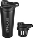 DIW 24 oz Shaker Bottle, Roostevabast terasest Shaker Pudel müravaba disainiga, Isoleeritud Metal Shaker Cup valgusegudele ja Pre Workout, Gym Bottle Shaker (Must)