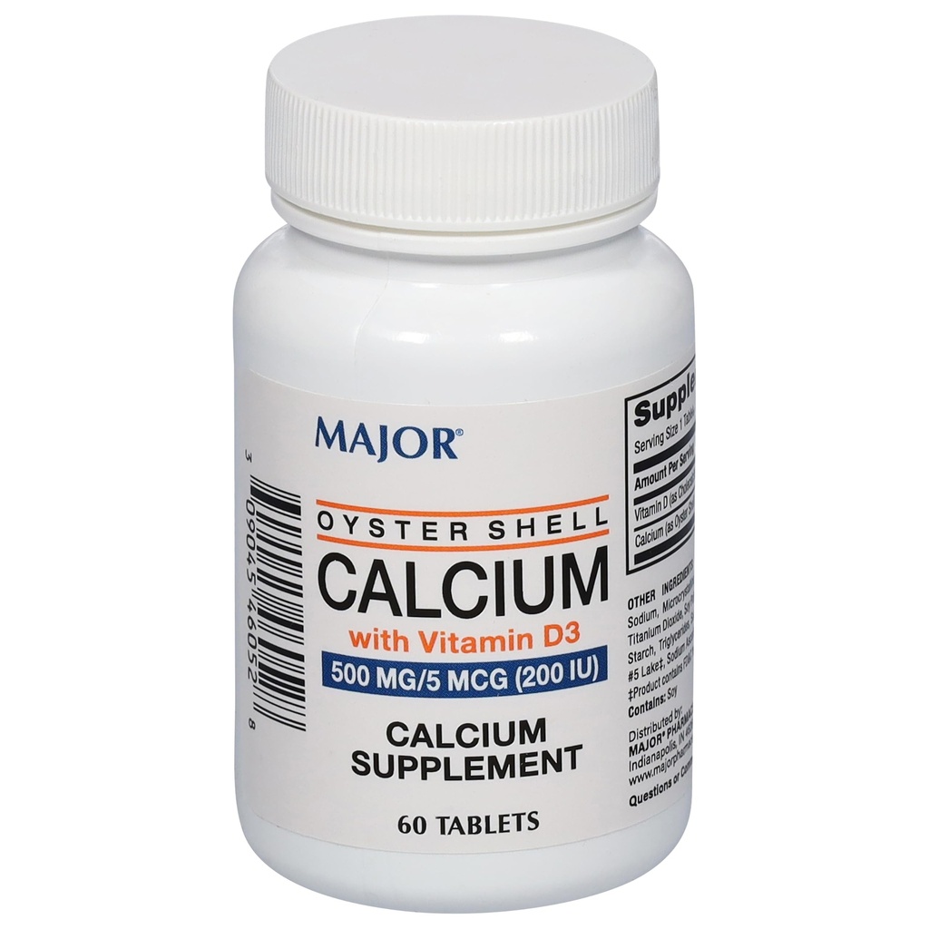 Major Oyster Shell Kaltsium vitamiin D3 500 mg / 5 mcg (200 IU) - Kaltsiumi täiendus - 60 tabletti