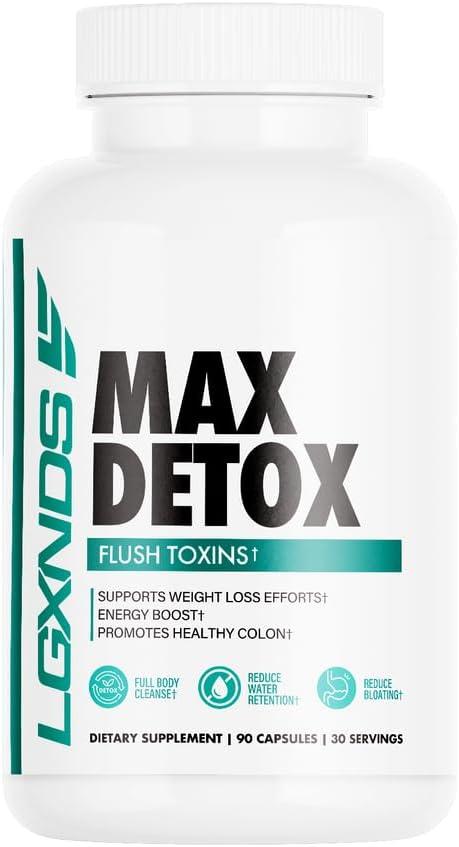 Max Detox - Täielik keha puhastamine, Vähendage vee säilitamist, Vähendage pulbitsevat toidulisandit - 60 kapslit, 30 serveerimist