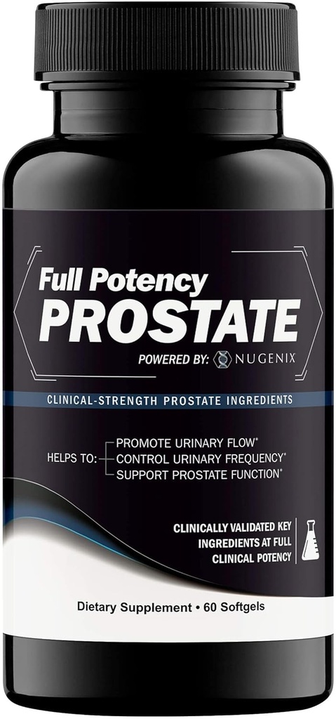Nugenix Full Potency eesnäärme - eesnäärme tugi täiendus meeste tervisele, kliinilise tugevuse, Saw Palmetto, suurendada kuseteede voolu ja sagedust ning toetada eesnäärme funktsiooni, 60 kapslit