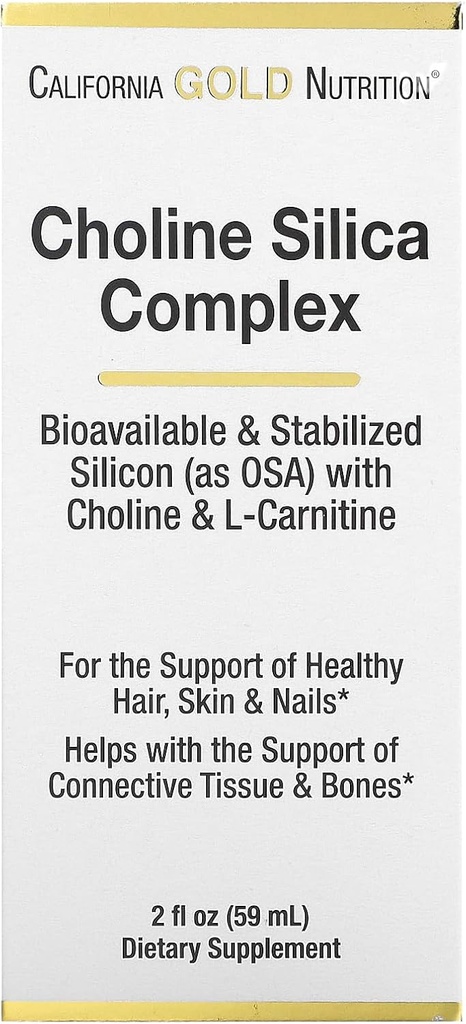 California Gold Nutrition Koliini ränidioksiidi kompleks, biosaadav ja stabiliseeritud räni koos koliin & L-karnitiiniga, 2 fl oz (59 ml)