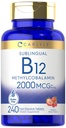 Carlyle B12 Vitamiin 2000 mcg | 240 Kiiresti lahustuvad tabletid | Sublingvaalne metüülkobalamiin | Berry Flavor | Taimetoitlane, mitte-GMO & Gluteenivaba toidulisand