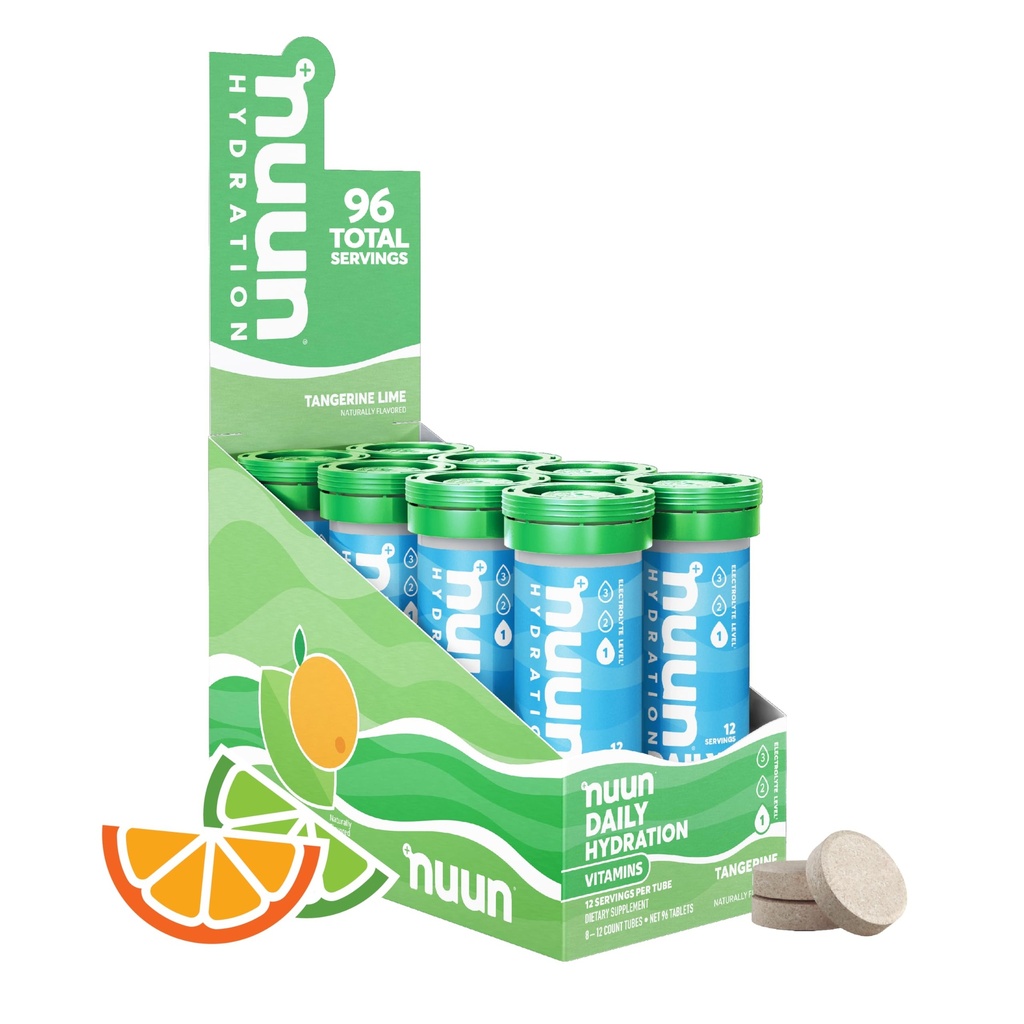 Nuun Vitamiinid Elektrolüütide tabletid vitamiinidega D, C, E, A ja B6, foolhape, magneesium ja 4 muud olulised elektrolüüdid, Gluteenivaba ja vegan, mandariini lubi, 8 pakendit (96 Servings Total)