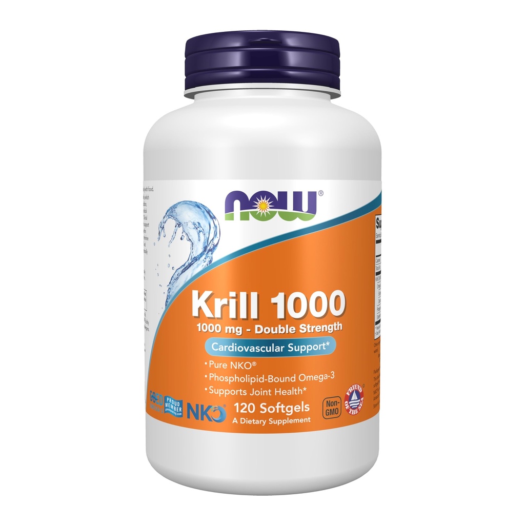 NOW Foods Supplements , Neptune Krill , Double Strength 1000 mg , Phospholipid- Bound Omega-3 , 120 Softgels