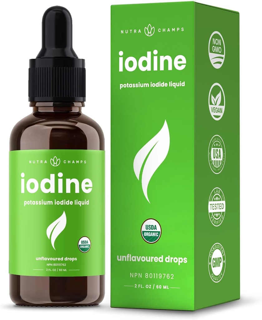 Orgaaniline joodivedelik tilgad - 250 mcg joodi lisand naistele ja meestele - kaaliumjodiidilahus 250 mcg - 590 serveerimist - kilpnäärme, hormooni ja ainevahetuse tugi - mitte-GMO, vegan NPN 80119762