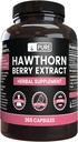 Puhtad originaalsed koostisosad Hawthorn Berry ekstrakt ei sisalda magneesiumi või riisi täiteaineid, alati puhas, laboris kinnitatud (365 kapslit)