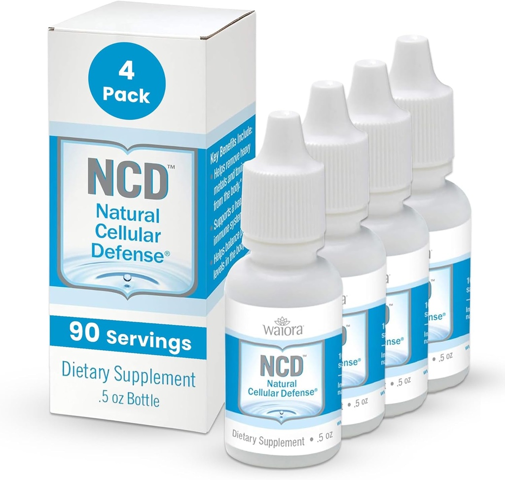 Waiora Natural Cellular Defense (NCD) Vedelad tseoliittilgad, klinoptiloliit meestele ja naistele - täiendus immuunsusele, tervislikule soolestikule, puhastamisele, pH tasakaalule (0, 5oz pudel, 4 Ct - 360 serv)