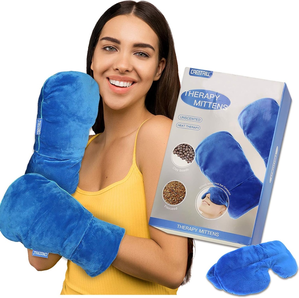 CREATRILL Microwavable Therapy Mittens Natural Unscent Gloves Niiske Kuumusravi Raynauds Artriit Sõrmed Valu leevendamine