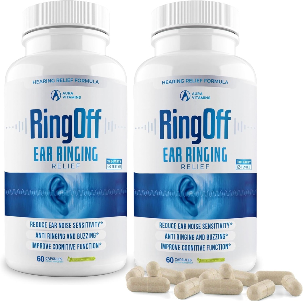Ring Off (120 Caps) - Tinnitus Relief Ringing kõrvad, Selge Tinnitus Vaigistamine Kõrva Ringing Relief & Taastamine Sisemine Rahu, Ginkgo Biloba, Tsink Picolinate & More - Tõhus kuulmine Tervis