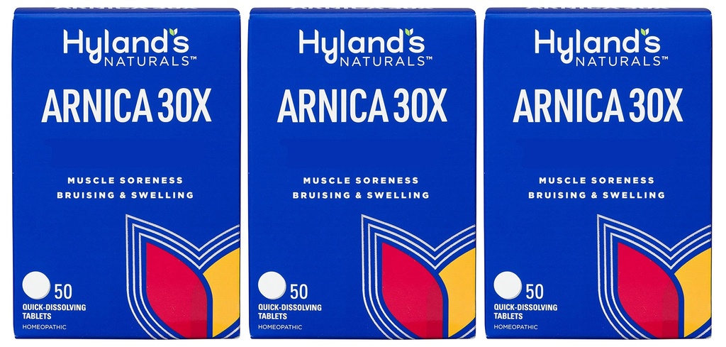 Hylandi Arnica 30x 50 tabletti (3 pakend = 150 tabletti), verevalumid, turse, lihasvalu leevendamine