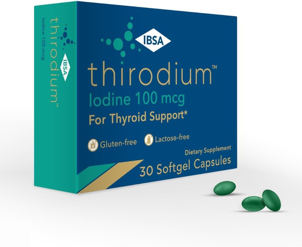 Thiroodium - kilpnäärme tugilisand - 100 mg joodi (naatriumjodaat) - 30 pehme-geelkapslit suurenenud imendumiseks - gluteenivaba, laktoosivaba, suhkruvaba, mitte-GMO