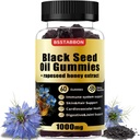 Black Seed Oil Gummies 1000mg orgaanilise musta seemne õli, 25mg rapsiseemne Honey ekstrakt, Vitamiin B6, B12 ja tsink immuunsüsteemi toetust (60 kummid) (60 loend)