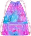 PASHOP Drawstring Backpack lastele, Tüdrukud Mesh Beach kott ujumiseks, Suur Size Gym Drawstring kotid Tüdrukud (Unicorn)