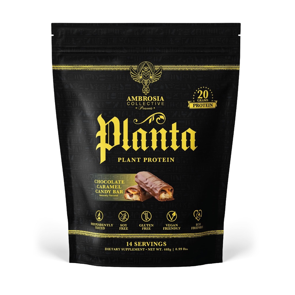 Ambrosia Planta - Premium Plant-Based Protein | Vegan & Keto Sõbralik | Gourmet Lõhnad Ilma Puhumise või Mao Upset | Gluteen & Soja Vaba | Ei Lisatud Suhkur | 14 Servings | (Candy Bar)