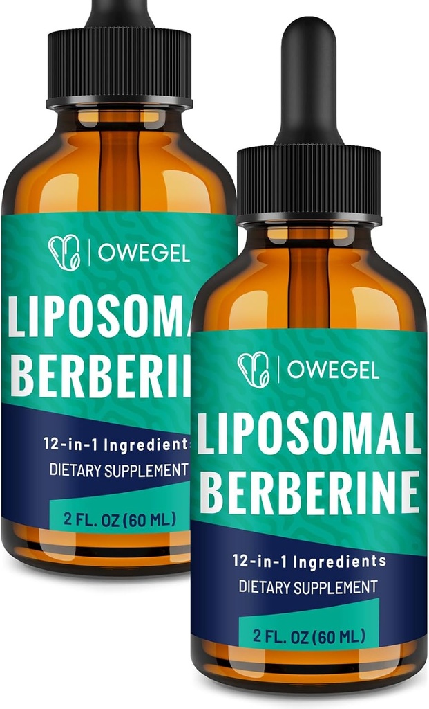 Liposomaalne Berberine HCL Vedeliktilgad – Advanced 12-in-1 Taimne valem koos Ceyloni kaneeli, Mõru melon, roheline tee & More – 4 Fl Oz