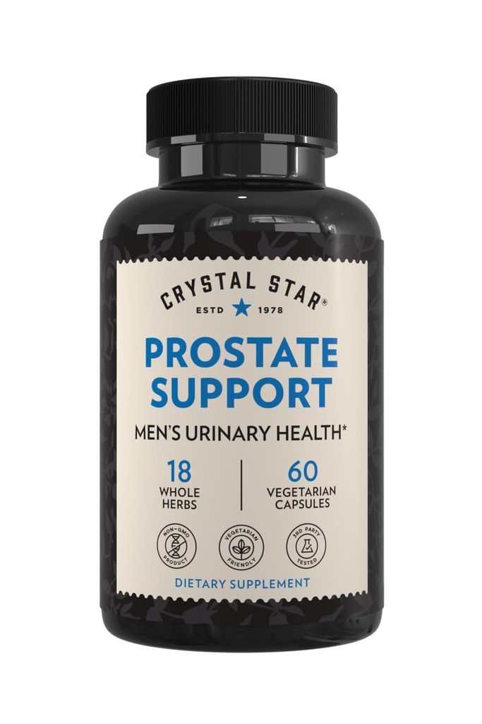 Crystal Star Prostate Support Saw Palmetto Supplements for Men (60 kapslit) - Põie & Urine Health - Ingver & Pygeum - Non-GMO