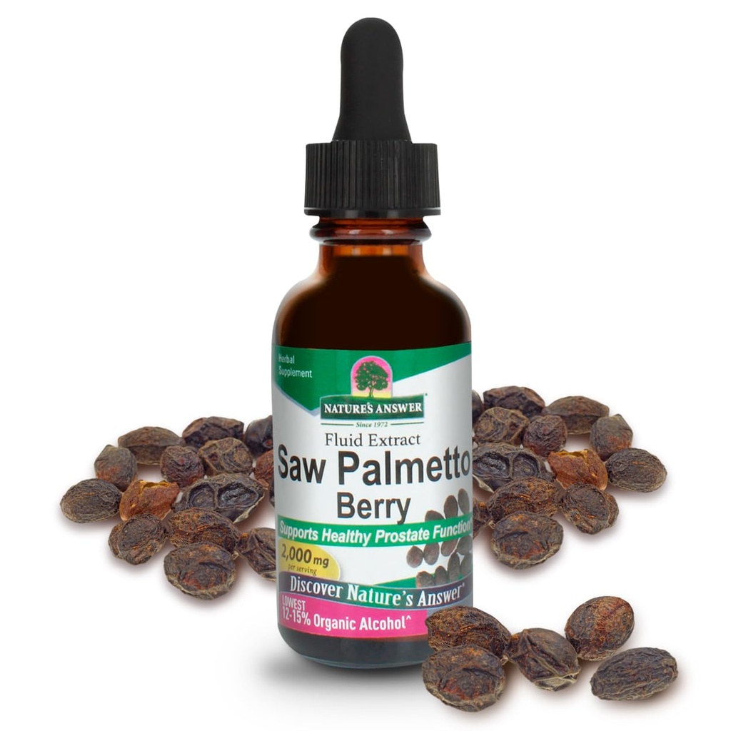Looduse vastus Saw Palmetto Berry ekstrakt Taimne lisand orgaanilise alkoholiga, 1-vedelik Ounce | Toetab eesnäärme tervist | Vähendada juuste väljalangemist | Säilitab terve põie