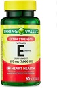 Spring Valley Extra Tugevus Vitamiin E D-Alpha Softgels, 670 mg (1000 RÜ), 60 Count