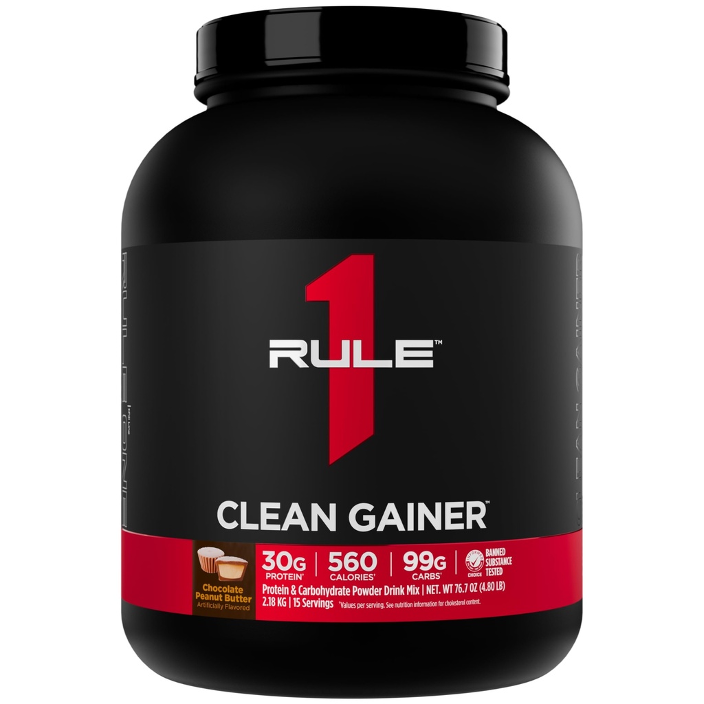 Reegel 1 Clean Gainer - kõrge valgusisaldusega Lean Gain valem 560 kalorit, 30 g täisspektri valku, üle 90 g süsivesikuid, alla 6 g rasva (15 serveerimist, šokolaadi maapähklivõi)
