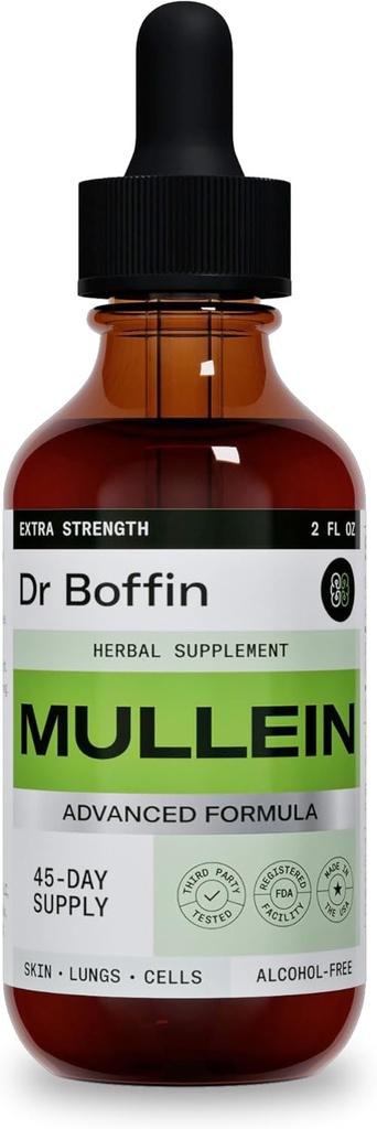 Mullein Leaf Liquid Extract 2 FL OZ - Extra Strenght | Advanced Formula - Natural Supplement Vedel Tinktuur - Lung Cleanse ja Detox - Hingamisteede tervis ja immuunsüsteemi tugitilgad
