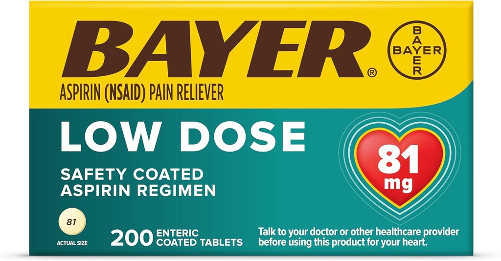 Bayer Aspirin Regimen Madala annusega enteraalsed kaetud tabletid, 81 mg, 200
