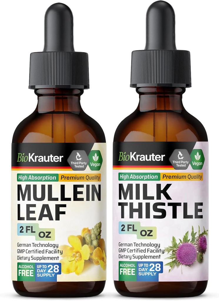 BIO KRAUTER Mullein Tinktuur 2 Fl. Oz. & Milk Thistle Tinktuur 2 Fl. Oz.
