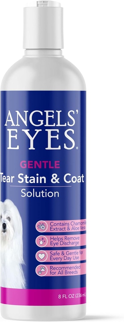 ANGELS' EYES õrn pisarate plekkide lahendus koertele ja kassidele | 8 oz Lahendus silmade piirkonnale ja näole | Eemaldage väljaheide, mustus, pisarad ja lima