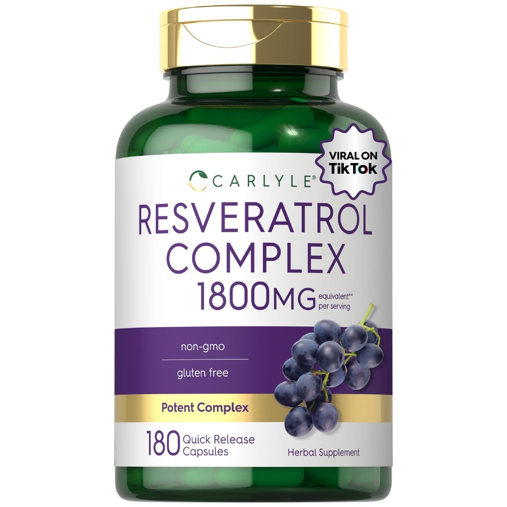 Carlyle Resveratrooli täiendus 1800mg | 180 kapslit | Mitte-GMO & Gluteenivaba | potentne kompleks
