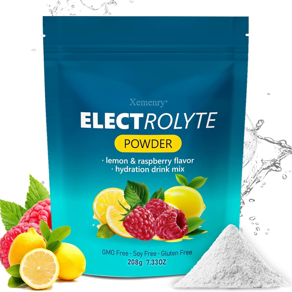 Hüdratsioon Elektrolüüt Pulber, Keto & No Sugar - Kõrge Kaalium (1000mg) Sidrun Vaarika Maitsestatud - Nullkalor Suhkru Vaba Elektrolüüt Pulber, Non-GMO 32 Servings