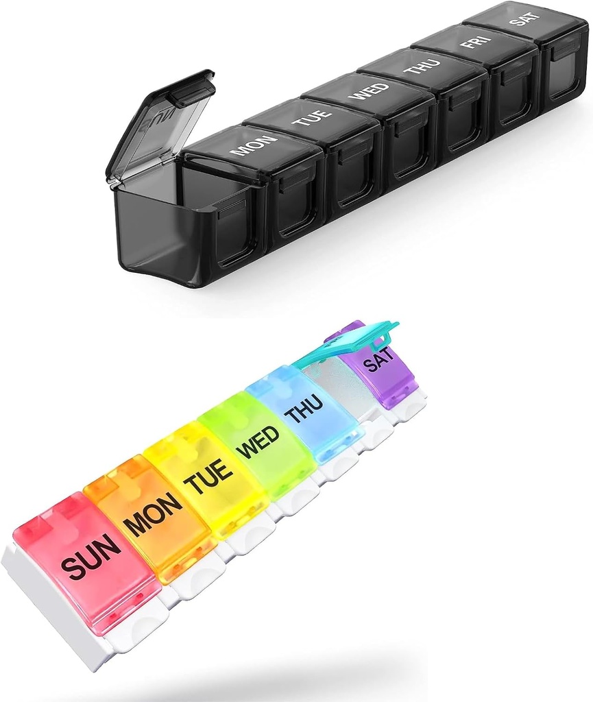 2 Pakend Extra Big Pill Korraldaja, Sukuos Weekly Pill Box, Pill Case, Meditsiin Korraldaja vitamiine, kalaõli või toidulisandeid