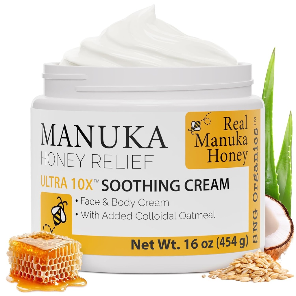 Super Natural Goods Manuka Honey Cream (16oz) – Hüdraat Lotion kõigile nahatüüpidele Sobib lastele ja täiskasvanutele | Niisutav kehakreem Real Manuka Honey Aloe Vera Mahl ja kakaovõi