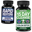 15-päevane puhastamine | Colon Detox loodusliku lahtistava ainega - koos - Rapid Rehydr8 Elektrolüütlisandid Krampide ennetamine ja toetab lihaste vastupidavust ja taastumist - 100 kapslit