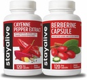 Hoidke Cayenne ja Berberine Bundle koos Ceylon Cinnamon ja Bitter Gourd Extract, 240 Vegan Pills, Non-GMO & Gluten Free Berberine Cayenne Pepper Supplement