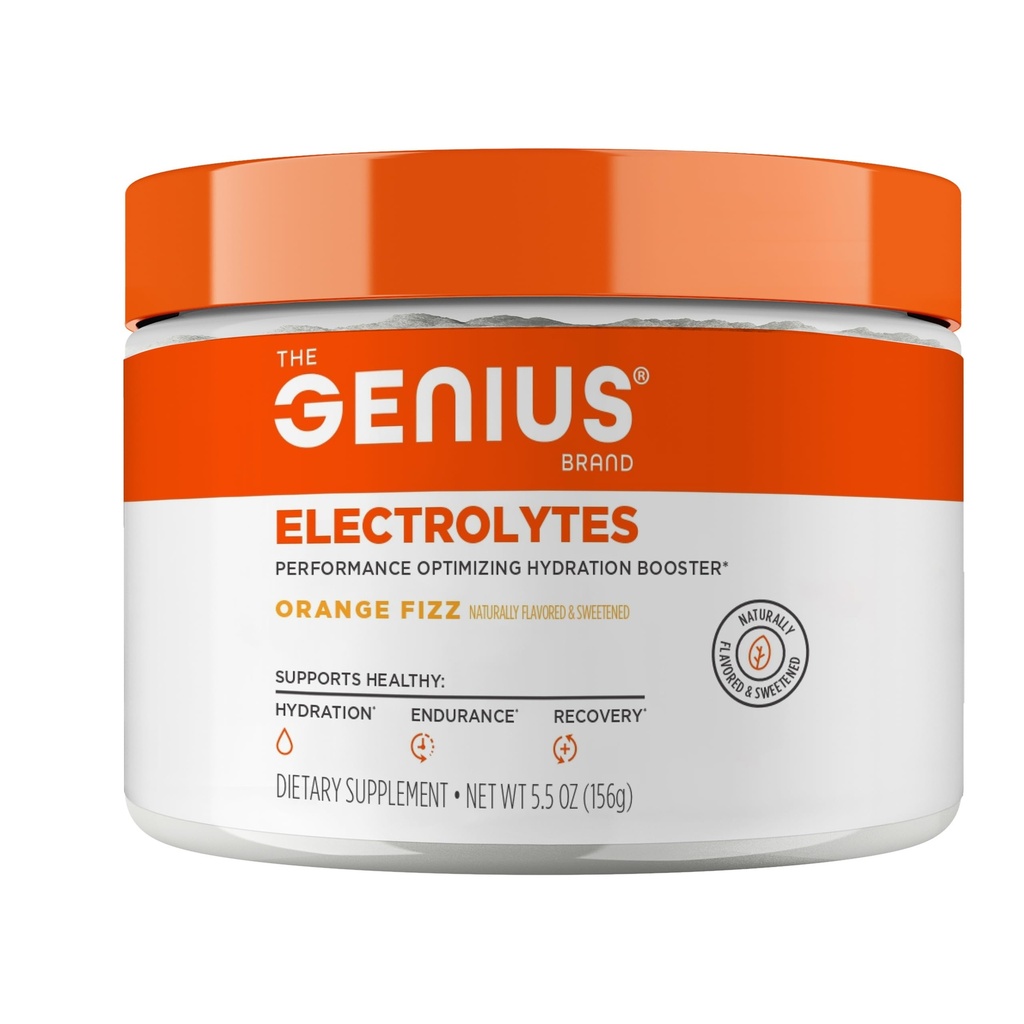 Geenius Elektrolüüdid Pulberjoogi Segu, Oranž Fizz, 30 Servings - Natural Hydration Booster & Kestvus Toidulisandiga Kaalium, Magneesium & Tsink - Suhkruvaba Ja Ei Kunstlikud Magusained Või Värvid