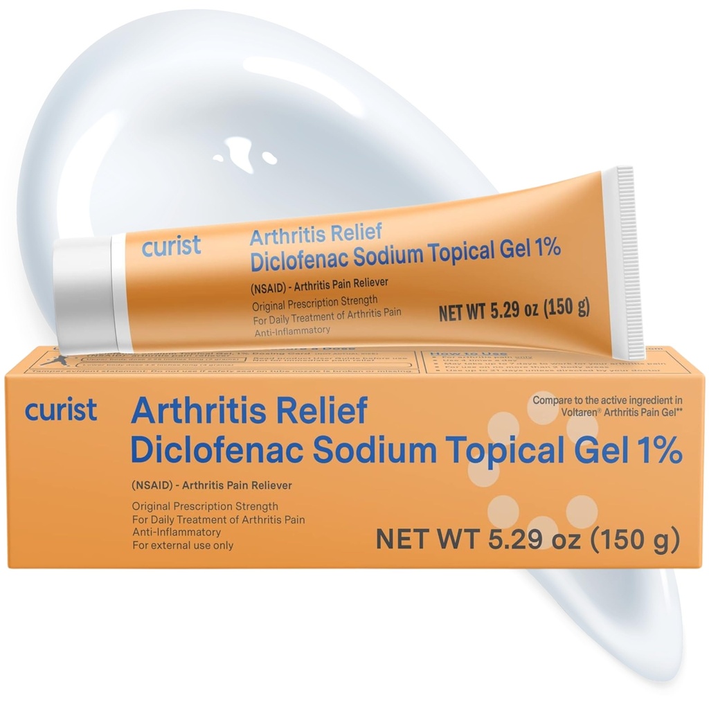 Curist Diclofenac Naatriumtopikgeel 1 protsent 150 g artriidi valu - liigesevalu leevendamine käe / jala valu, põlve / põlve valu ja hüppeliigese valu - 1% - 5,29oz