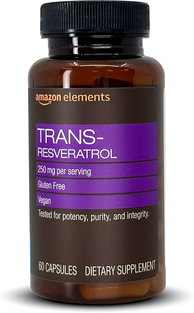 Elemendid Trans-Resveratrool, 250 mg, 60 kapslit, 2 kuu tarne, vegan