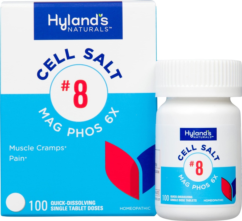 Hylandi nr 8 Rakusoola Mag Phos 6X, PMS Relief, looduslik homöopaatiline leevendamine menstruaalvalu ja lihaskrampide sümptomid, lihaste lõõgastav, kiire lahustuv tablett, 100 Count